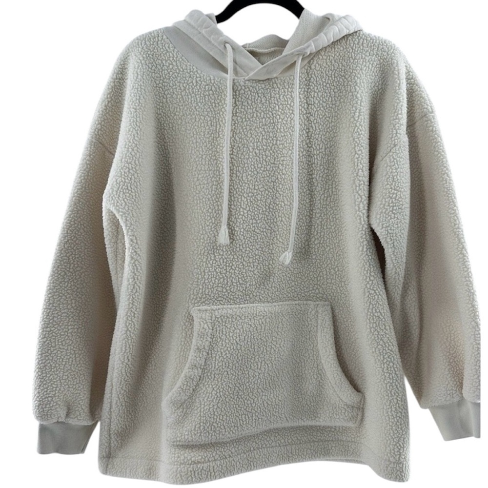 Madewell Fleece Hoodie SZ Large Cream Pullover